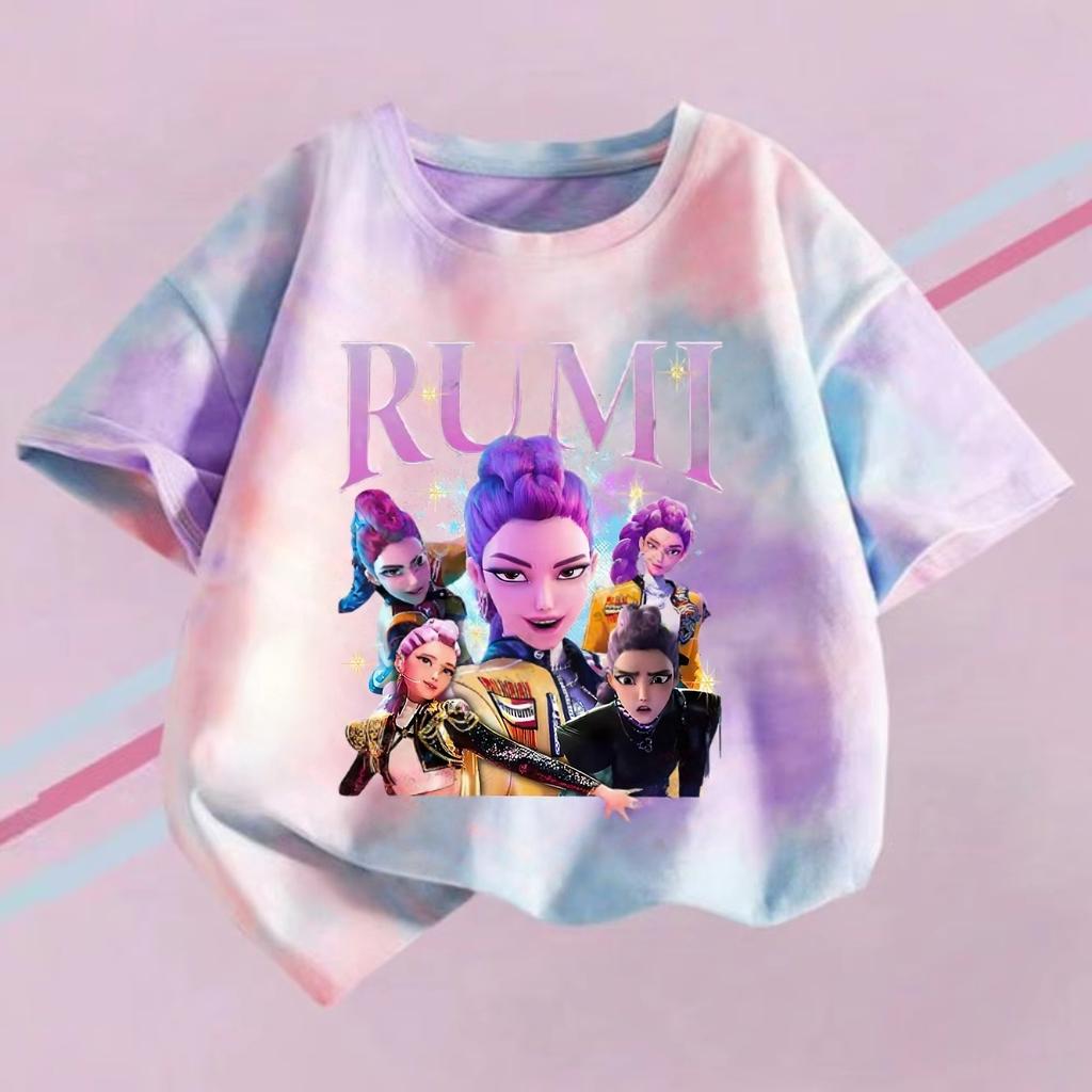 Футболка для девочек, детская, модный топ тай-дай, футболка с мультяшным принтом для девочек, повседневная удобная одежда, футболка с коротким рукавом