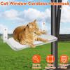 Cordless Cat Window Perch, Cat Hammock with 4 Suction Cups, Solid Metal Frame and Reversible Cover, Foldable Cat Beds for Cats
