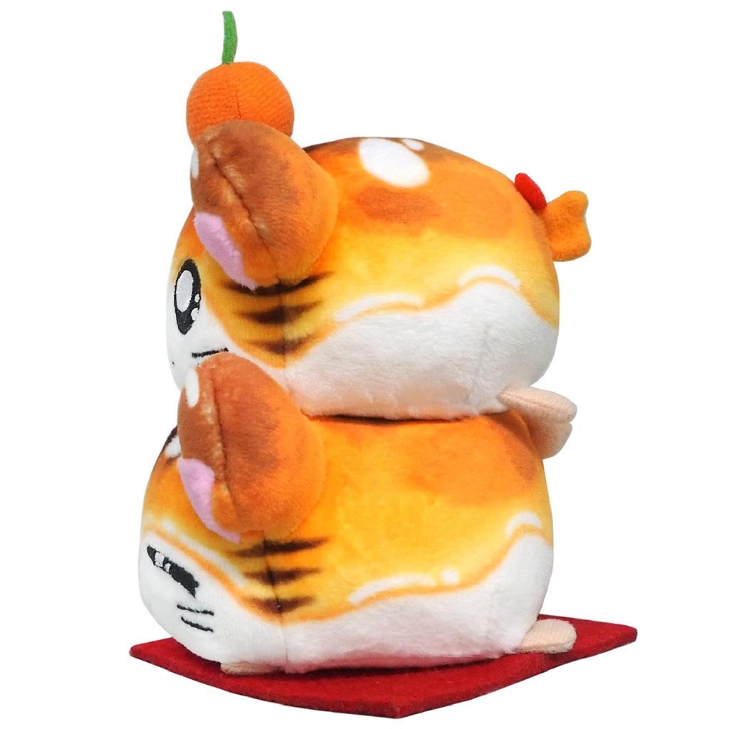 Sanei Boeki Hamtaro Zodiac Hamtaro Tiger Ham Mitarashi Kagami Mochi Plush Toy, Height 12.5cm