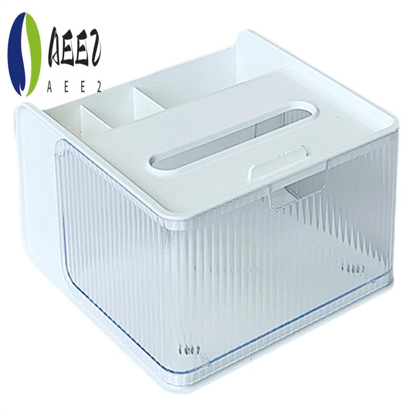 AEE2-Desktop Living Room Multifunctional Tissue Box Desktop Paper Box Storage Box Mobile Phone Rack Bathroom Box