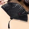 Folding Fan Chinese Vintage Bamboo Fan Lightweight Portable Hand Fan with Tassel Pendant for Daily Use