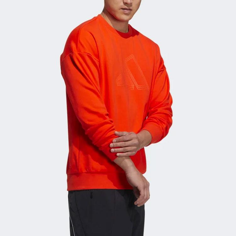 Adidas St Logo Print Sports Pullover Sweatshirt Men Sweatshirt Orange Red H40193