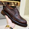 Fashion Derby Shoes Vintage Carved Cowhide Men's Shoes All Leather Casual Business Wear Men's Shoes Leather Shoes Brogues