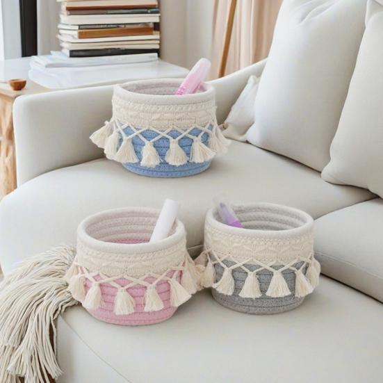 Корзина для хранения, органайзер для кистей для макияжа с кисточками, многоцелевая плетеная корзина для хранения большой емкости