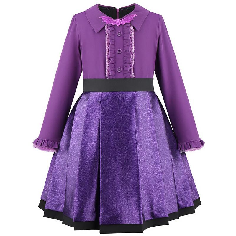 Детский Девочки Подростковый Вампир Фиолетовый Длинные Рукава Платье Куртка Пальто Комплект Наряд Хэллоуин Косплей Костюм