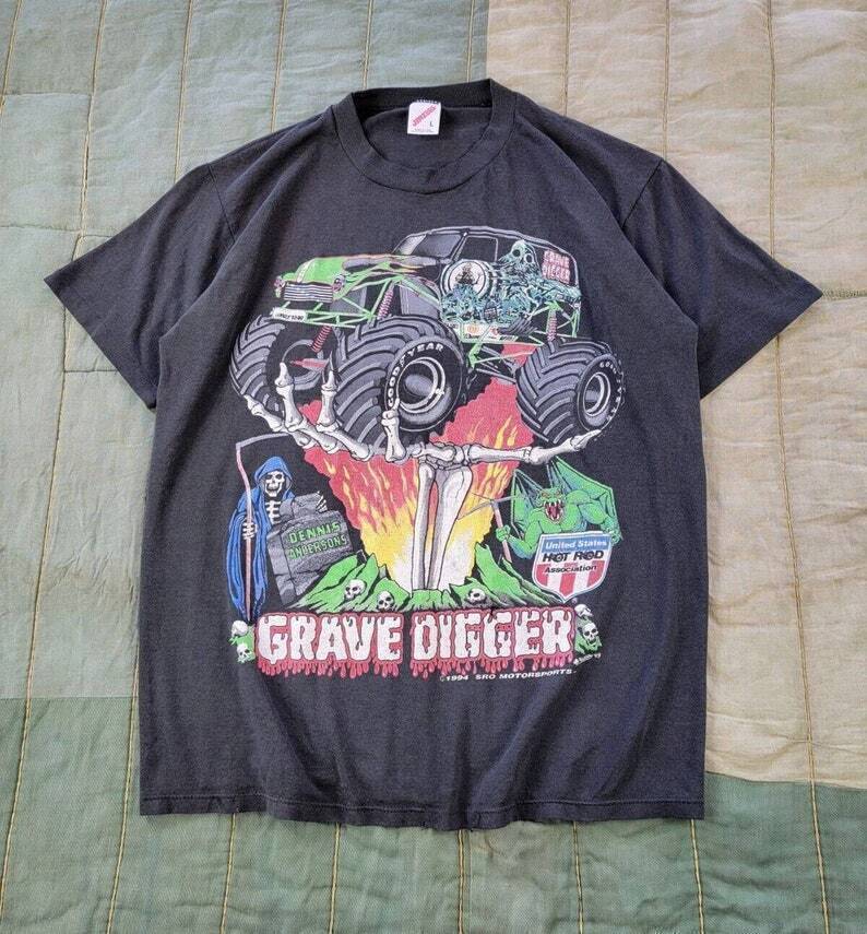VTG 1990s Grave Digger Dennis Anderson Monster Truck Black T-shirt Unisex T-Shirt