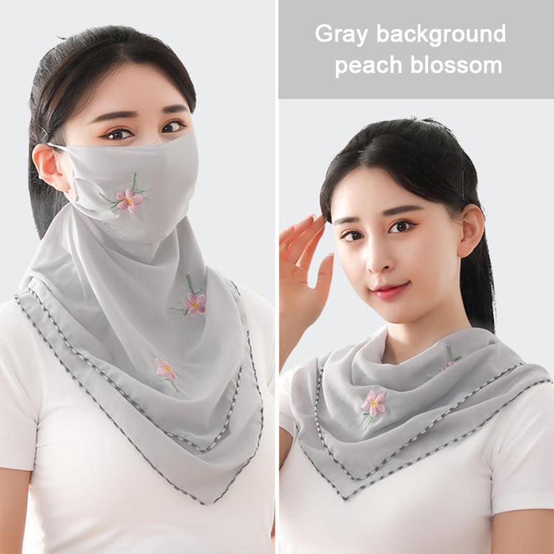 Женская вуаль-маска для лица с элегантным цветочным принтом, УФ-защитный щиток для лица, велосипедная маска для лица, тонкая треугольная шейная повязка, дышащая