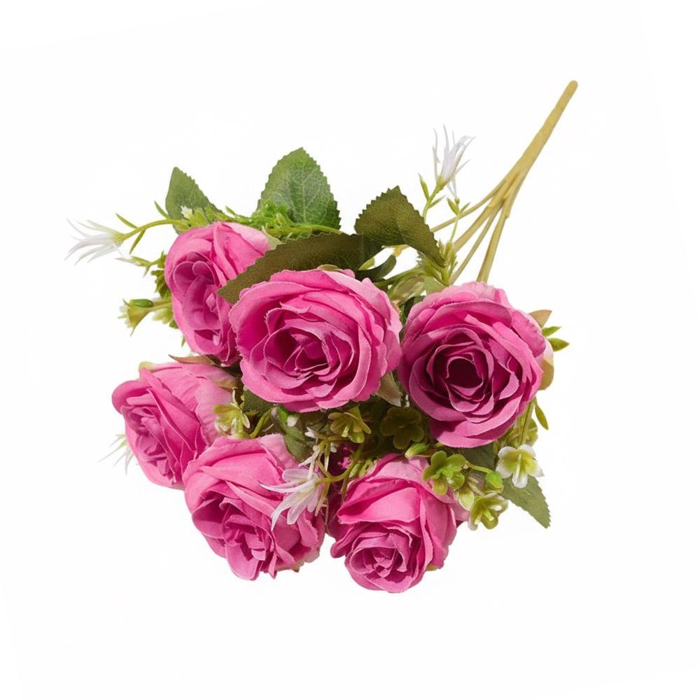 7 Heads Rose Artificial Flowers Silk Petals Green Leaves Simulation Flower Rose Multicolor Scene Landscaping Faux Rose Flower