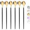 6Pcs Coffee Stirring Spoon Flatware Cutlery Set Juice Black Gold Tea Spoons Dinnerware Ice Cream Long Handle Scoop Kitchen Tools