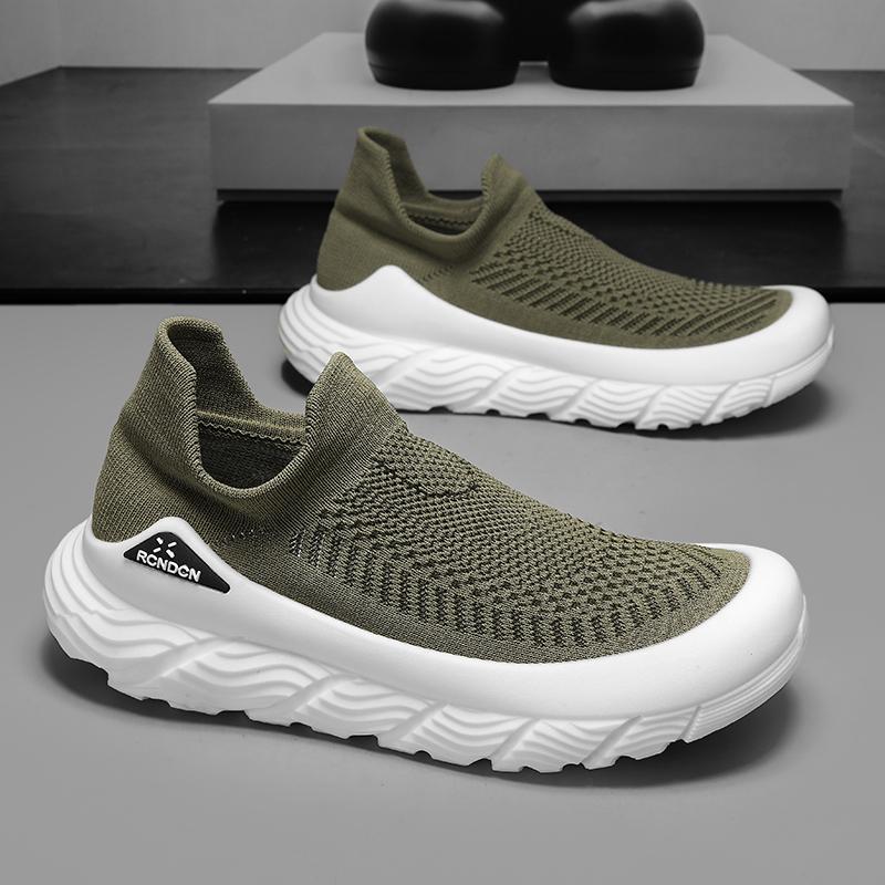 Men's shoes summer breathable mesh lazy soft-soled fly-woven socks shoes men's thick-soled lightweight sports and leisure shoes