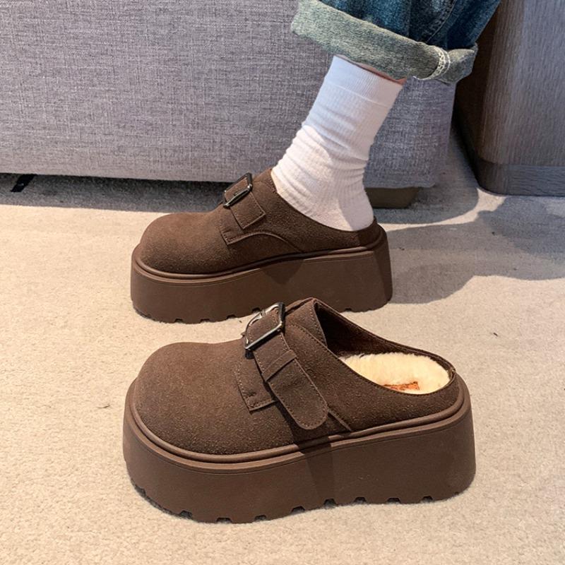 Леопардовые балетки женские мюли на платформе замшевые тапочки зимние плюшевые хлопковые туфли на высоком каблуке шлепанцы трендовые туфли с открытой пяткой Zapatos Mujer