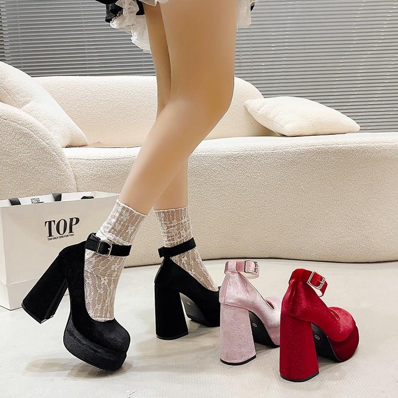 Дизайнерские туфли Мэри Джейн на платформе для женщин, женская модная обувь на толстом высоком каблуке с перекрестными шнурками, женские элегантные туфли-лодочки