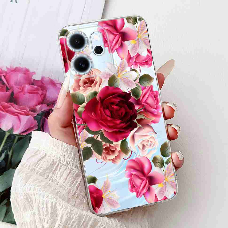 For Oppo Reno14 F 5G CPH27436.57" Case Colorful Butterfly Flowers TPU Soft Silicone Cover For Oppo Reno 14 F RENO14F Phone Cases
