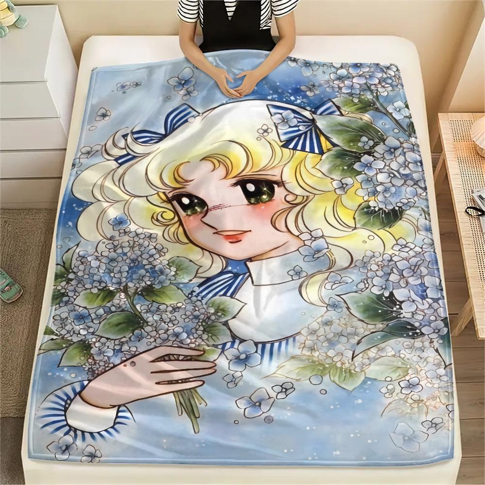 1PC Candy Candy Print Flannel Blanket, High quality All Seasons, Home Decor, Warmth and Comfort, Perfect for Christmas Gifts