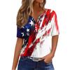 Women's T Shirt Independence Day Print Button Short Sleeve Daily Weekend Fashion Basic V- Neck Regular Top