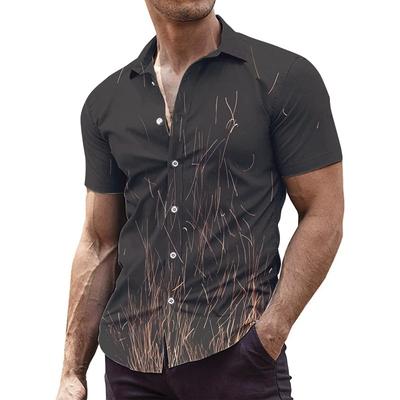 Летняя мужская модная рубашка с коротким рукавом, дышащая эластичная рубашка