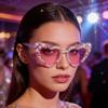 Розовые Солнцезащитные Очки в Форме Сердца с Жемчугом и Посыпкой Макарон Дизайнерские Роскошные Очки Женская Мода Сладкая Девочка Вечеринка Солнцезащитные Очки
