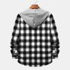 Men's Plaid Shirt Hooded Button Sweatshirt Men's Casual Fashion Sweatshirt