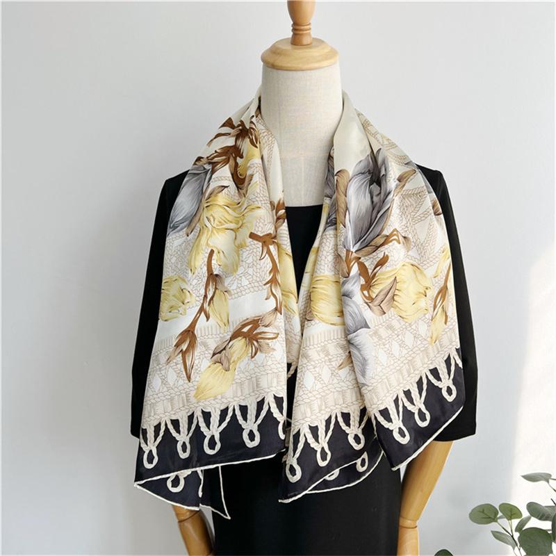 110*110 см квадратный шелковый шарф женский модный принт маленький шейный платок офисный женский пояс для волос носовой платок женский платок шаль шарф
