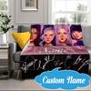 Custom Name Kpop Group Fashion Blanket bed sofa Blanket Flannel Blanket for Camping, Hiking, Picnic Essentials,gift for Fan family