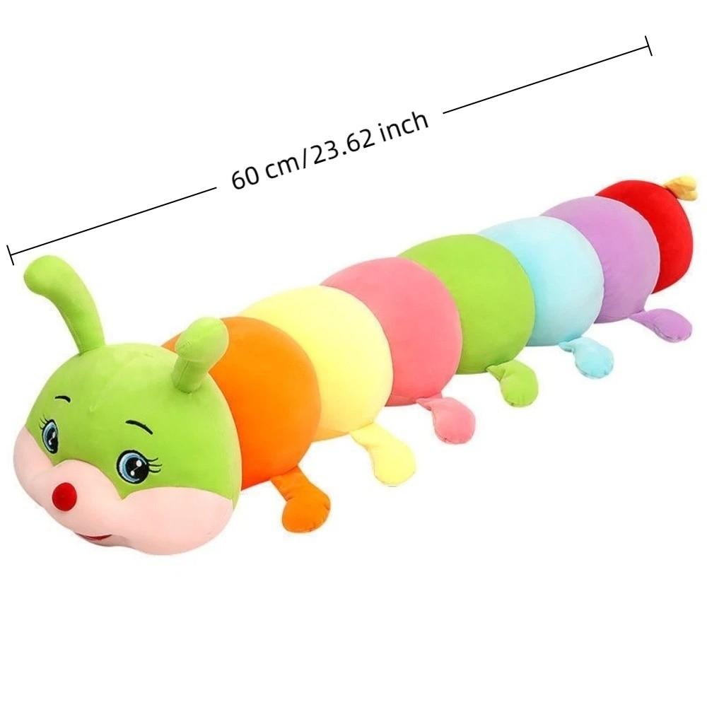 60cm Plush Caterpillar Toy Soft Cartoon Pillow Toy Colorful Stuffed Insect Doll Bedroom Use