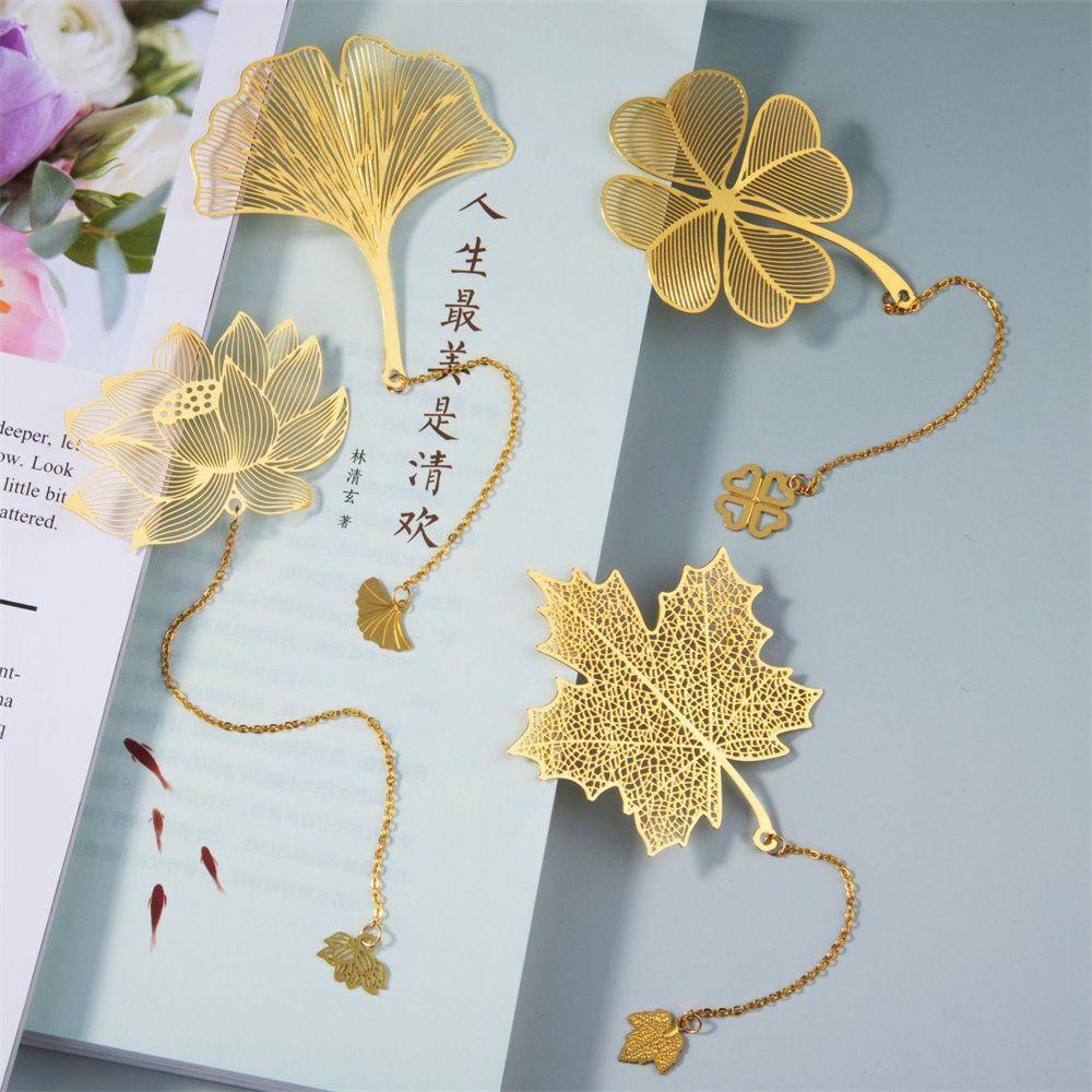 Chinese Style Vintage Page Clip Book Holder Metal Bookmark Leaf Bookmark Hollow Book Mark Bookmark