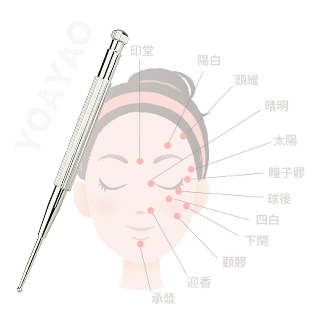 YOAYAO Точечный массаж лица Массаж лица Ушной точечный массаж Миофасциальный Закругленный Массажер для красоты лица, Подпружиненная [Латунь] Палочка, Палочка, Указатель,