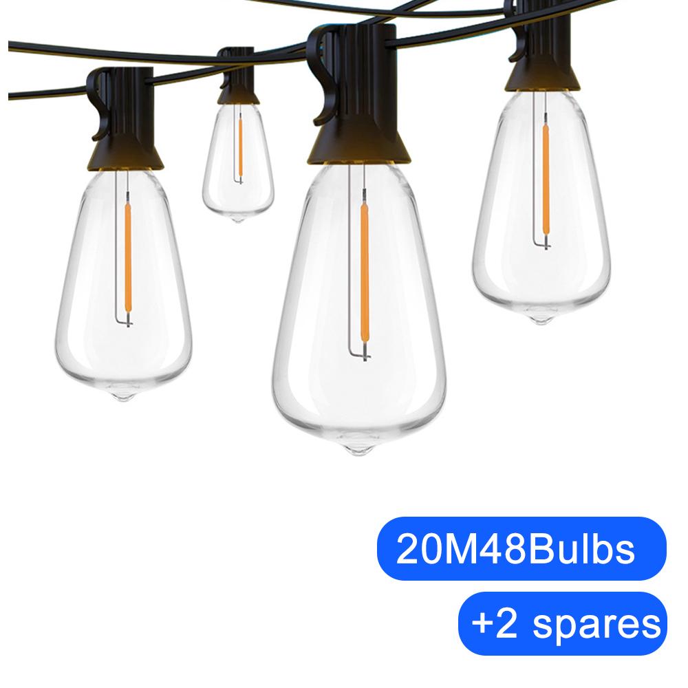 Outdoor String Lights Waterproof  Outside Patio Lights Dimmable ST38 Shatterproof Hanging Light For Bistro Porch Deck Backyard