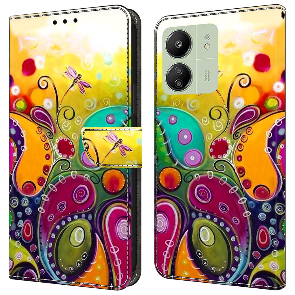 Для Xiaomi Redmi 13C 4G/13C 5G/Poco C65 4G/Poco M6 5G/13R 5G Чехол с рисунком из ПУ кожи, слоты для карт/наличных, чехол для телефона