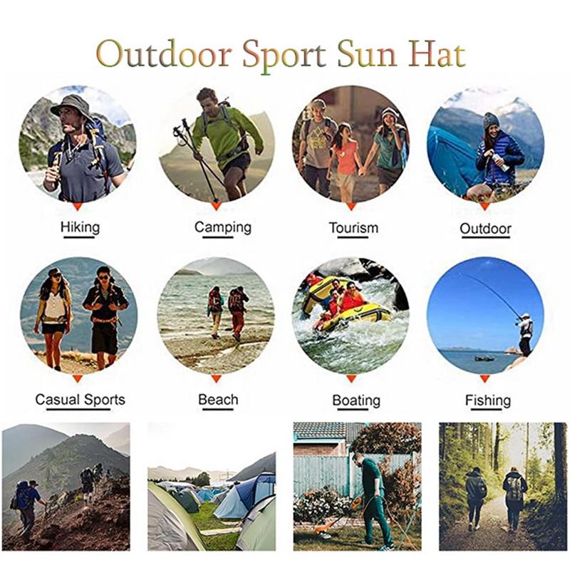 Шляпы от солнца для мужчин, складная шляпа-ведро с широкими полями, защита от ультрафиолета для женщин, сафари, велоспорт, рыбалка, пляжный отдых, пеший туризм, скалолазание на открытом воздухе