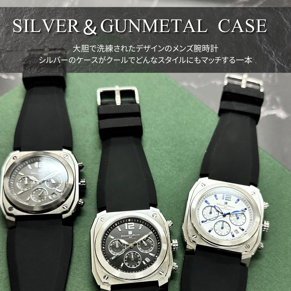 Watch Hand Chronograph Wide Rubber Strap Watch Watch [Salvatore Mara] Men's Men's [] (no.3)