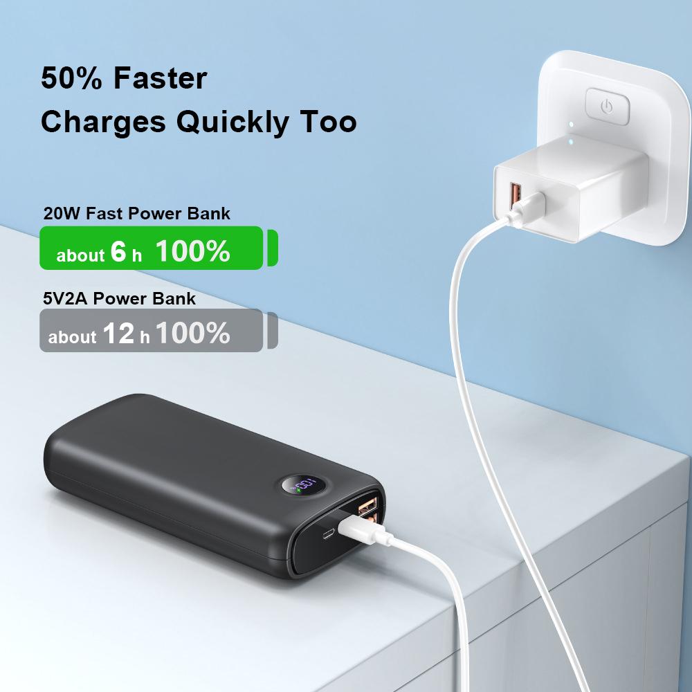 QGeeM Power Bank 20000mAh with 22.5W PD Fast Charging Powerbank Portable Battery Charger For iPhone 14 13 12 Pro Max Huawei SCP Charging Xiaomi