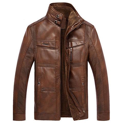 Haining fur integrated leather jacket men's jacket PU leather middle-aged men's coat season dad outfit