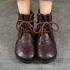 Johnature Короткие ботинки из натуральной кожи с круглым носком на плоской подошве, на мягкой подошве, со шнуровкой, женские туфли