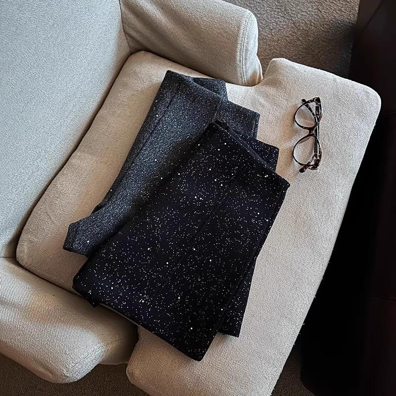 Women's Black Wool A-Line Shorts - 2024 Autumn/Winter Casual Wide-Leg Style