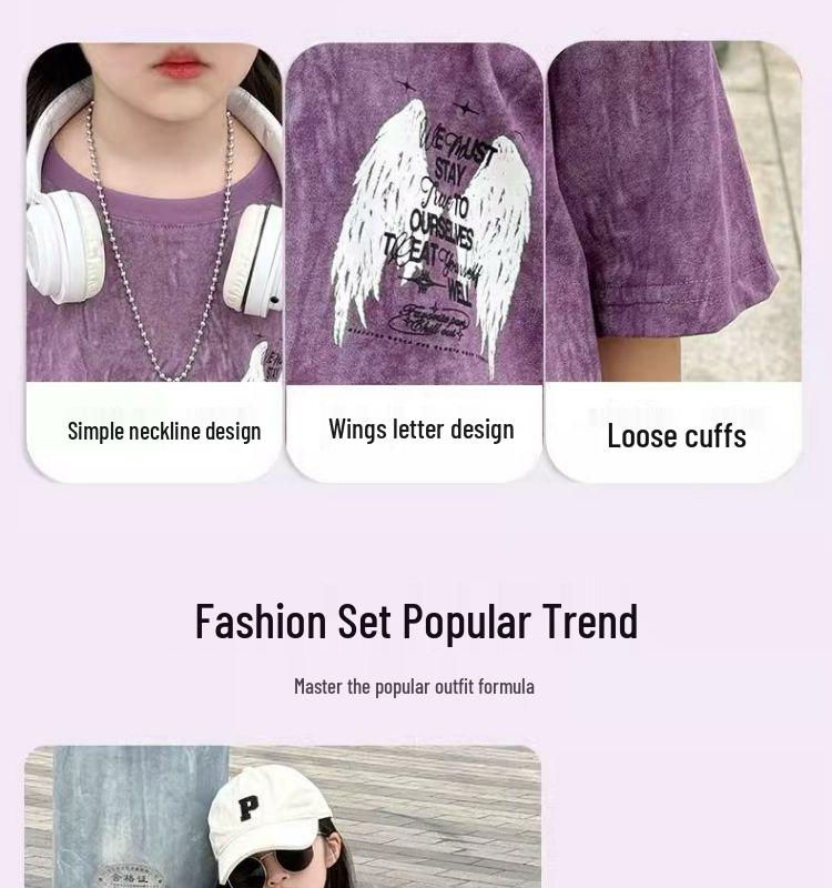 Трендовая футболка с коротким рукавом в уличном стиле для девочек 2025