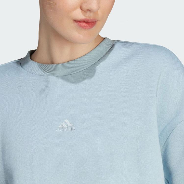 adidas Всесезонная флисовая толстовка с сплошным логотипом, спортивная женская толстовка с круглым вырезом, светло-голубая IM0305