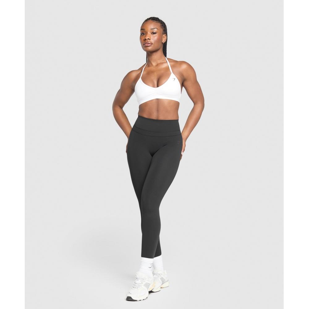 Gymshark Минимальный спортивный бюстгальтер с халтернеем, белый B3b4a Wb57