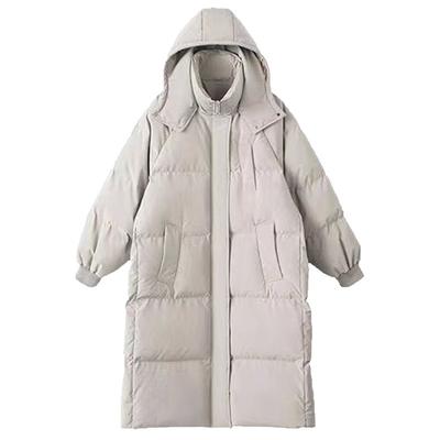 Пуховик женский длинный ниже колена новый стиль зимний свободный куртка-хлеб утолщенная хлопковая куртка