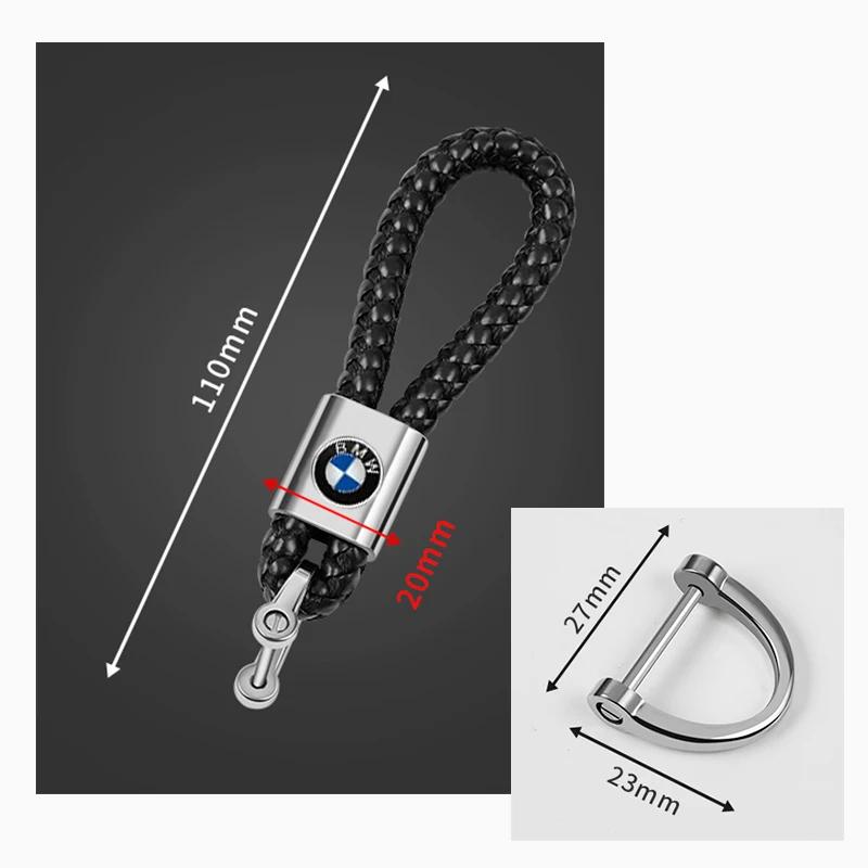 BAAS1 New 2025 Car Styling 3D Metal+Leather Braided Woven Rope Keycha For BMW M power X1 X3 X5 X6 Performance M3 M5 E90 E39 E46 Access