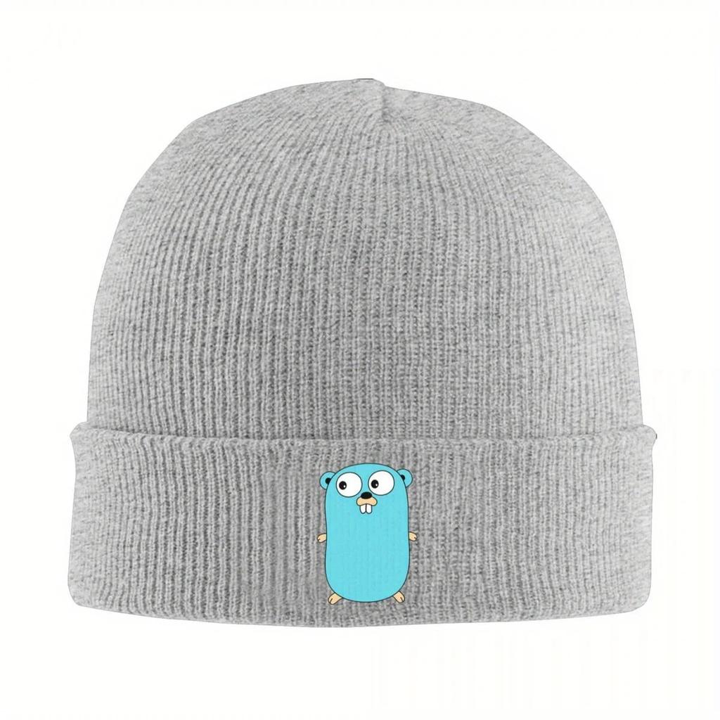 Новая теплая вязаная шапка-бини с изображением Gopher из Go Golang, модная шапка-колпак, осенне-зимние головные уборы для улицы, унисекс, женские, взрослые