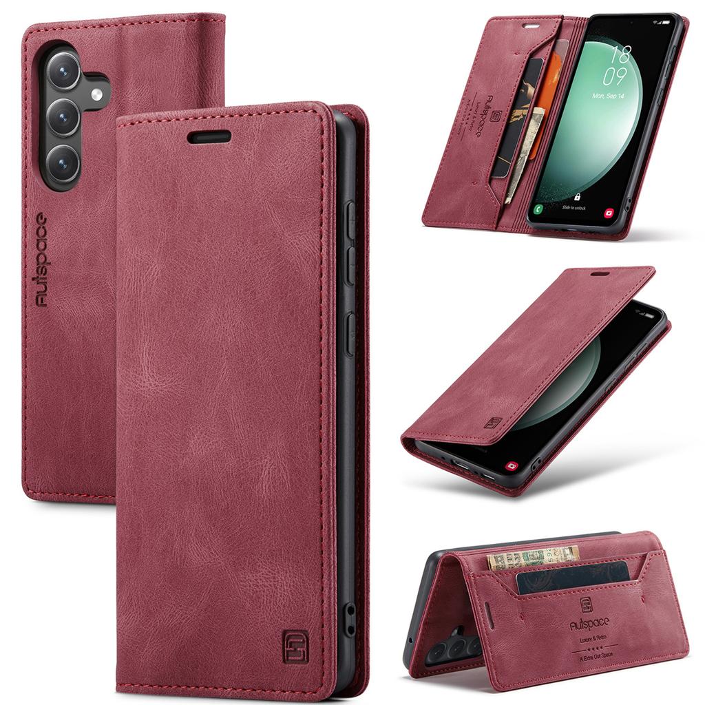 Premium Vintage Leather Wallet Case for Samsung Galaxy S25 - Flip Cover with Card Slots, Shockproof Retro Style (4 Colors)