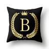 45x45cm Black Gold Letter Crown Polyester Cushion Cover Sofa Home Decor Pillowcase Decorative Cushion