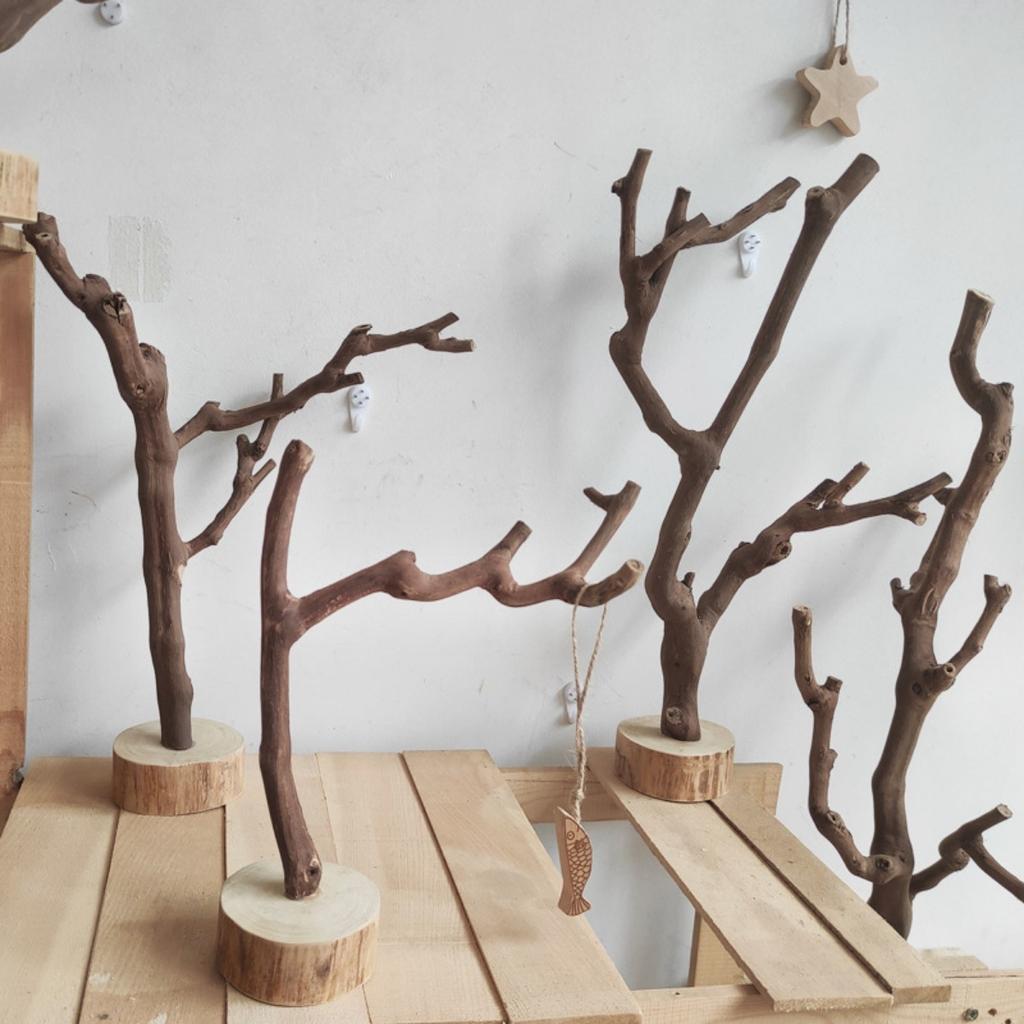Log Tree Branch with Bottom Bracket Decoration Bookshelf Living Room Coffee Table Decoration Handmade Solid Wood Bracket(20cm)