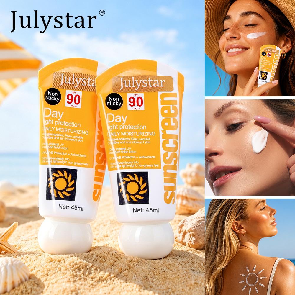 Julystar Face Sunscreen, Moisturizing Makeup Primer, Non-Sticky Lightweight Sunscreen Cream for Daily Wear