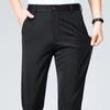 Men's Black Business Casual Long Pants Smart Pants Male Straight Formal Office Trousers Solid Color Slim Fit Daily Work
