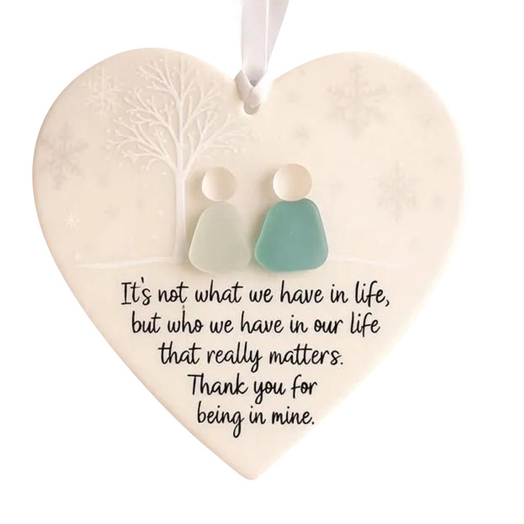 Heart-Shaped Sea Glass Friendship Decor,Friendship Heart Keepsake,Friendship Heart Ornament For Tree Hanging Ornaments, Sea Glass Art For