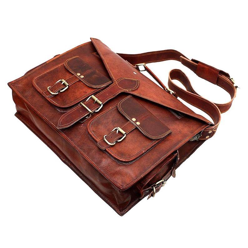 Сумка унисекс ручной работы, винтажная сумка из натуральной кожи, деловая сумка для ноутбука, сумка ручной работы с плечевым ремнем, офисная школьная дорожная сумка-мессенджер
