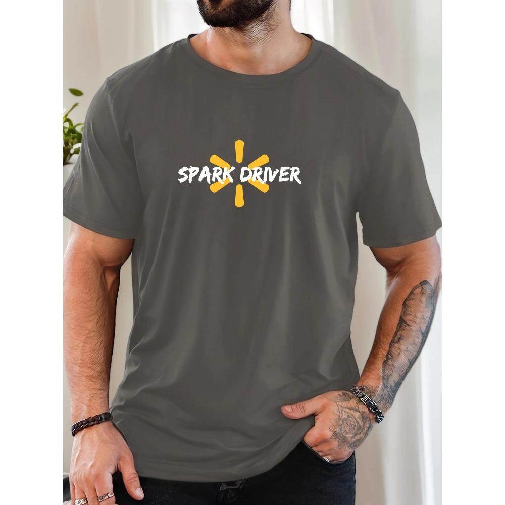 Men's SPARK DRIVER pattern summer casual crew neck short T-shirt