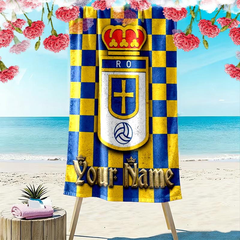 Name Custom Real Oviedo Print Beach Towel, Large Soft Quick Dry Towel for Beach Camping Swimming